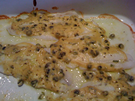 Soul with Mustard Caper Sauce